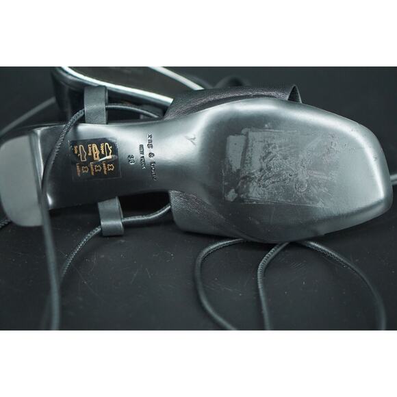 Rag & Bone Black Emma Tie Strappy Mule Sandals SZ 38 New $395 Ankle wrap Heel - Picture 3 of 11